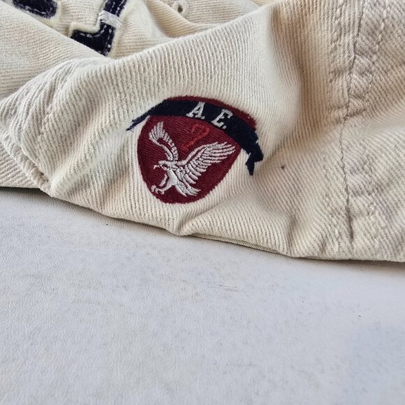 American Eagle Hat Men L/XL Beige AE Logo Distressed Baseball Nu Fit Y2K  Preppy - Picture 5 of 12